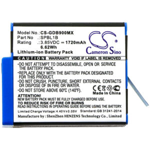 Replaces battery for Gopro Hero 9, Hero 10, Hero 11, Hero 12, SPBL1B, AHDBT-901, 1720mAh-115062