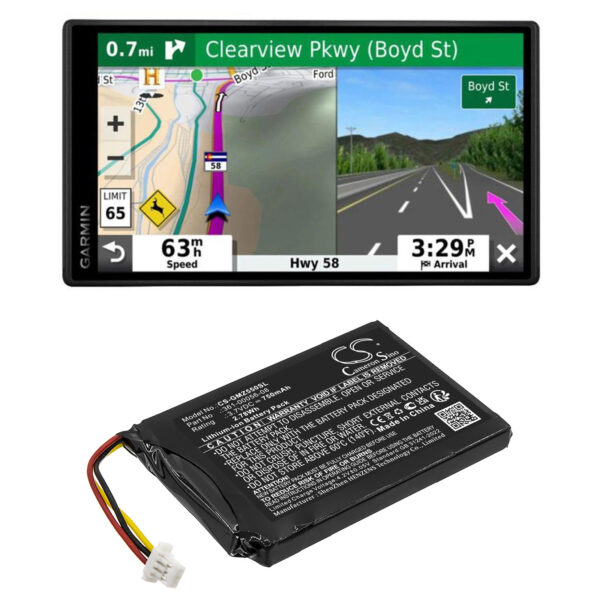750mAh for Garmin DriveSmart 5,DriveSmart 55,DriveSmart 65,Drive 6",Drive 6" LM EX,010-01533-0E,DriveSmart 60LM,DriveSmart 60LMT-119359