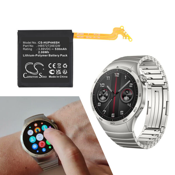 Replacement Battery for Huawei Watch GT4 46mm, PNX-B19, Li-Polymer 530mAh-120358