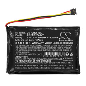 1000mAh for Garmin Nuvi 2539LM,Nuvi 2539LMT,Nuvi 2559LM,Nuvi 2559LMT,Nuvi 2589LMT,Nuvi 2599LMT,Nuvi 2599LMTHD,Nuvi 2539LMT 5-inch,Nuvi 2559LMT 5-inch,Nuvi 2589LMT 5-inch-119633
