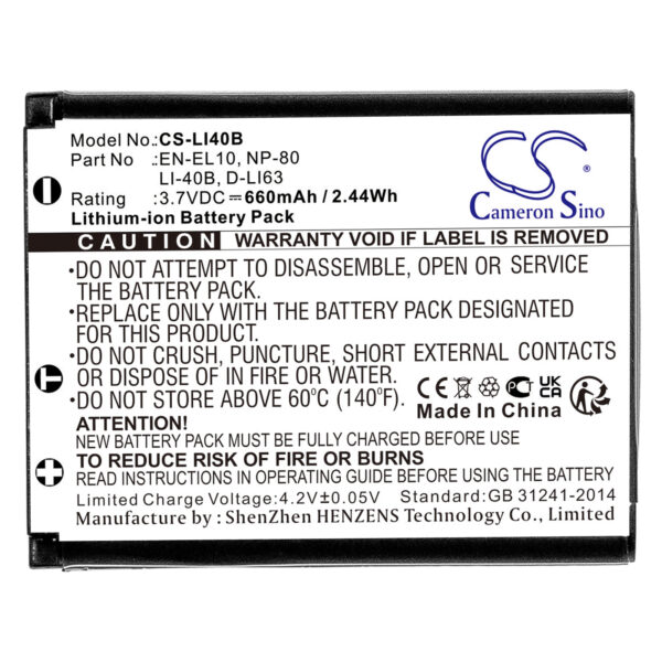 660mAh for Agfa Agfaphoto Optima 3,Agfaphoto Optima 100,Agfaphoto Optima 102,Agfaphoto Optima 103,Agfaphoto Optima 104,Agfaphoto Optima 830 UW,Agfaphoto Optima 830UW,Agfaphoto Optima 200,Agfaphoto Optima 1,Agfaphoto Optima 105-115699