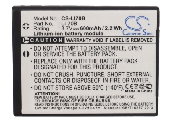 600mAh for Olympus FE-4020,FE-4040,X-940,VG-110,VG-120,VG-130,VG-140-115371