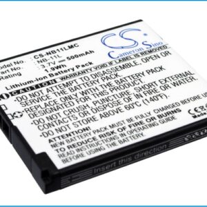 500mAh for Canon IXUS 125HS,IXUS 240HS,PowerShot A2300,PowerShot A2400 IS,PowerShot A3200 IS,PowerShot A3300 IS,PowerShot A3400 IS,PowerShot A4000,PowerShot A2400,PowerShot A3200-115278