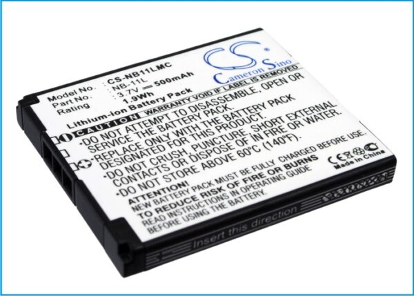 500mAh for Canon IXUS 125HS,IXUS 240HS,PowerShot A2300,PowerShot A2400 IS,PowerShot A3200 IS,PowerShot A3300 IS,PowerShot A3400 IS,PowerShot A4000,PowerShot A2400,PowerShot A3200-115278