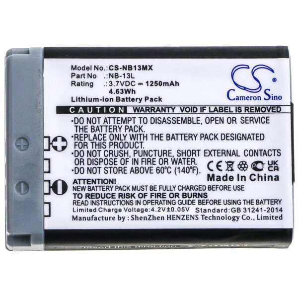 1250mAh for Canon Powershot G7X,Powershot G5X,Powershot G9X,Powershot G7X MARK 2,Powershot SX720HS,PowerShot G7X II,PowerShot G7X M2,PowerShot G7X M3,PowerShot G5X M2,PowerShot G9X M2-115027