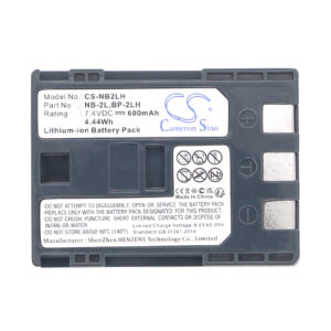 600mAh for Canon BP-2LH,ZR800,ZR830,ZR850,Rebel XTi,40MC,EOS 400D,EOS Digital Rebel XT,HG10,HV20-115992