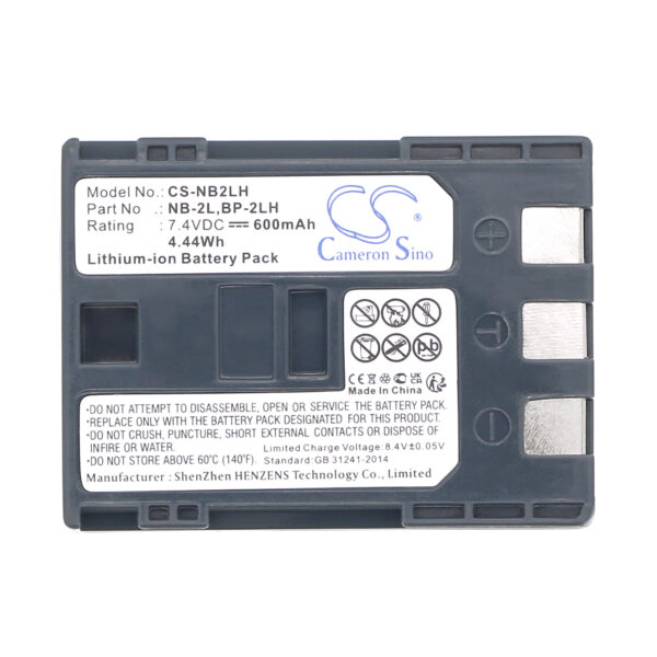 600mAh for Canon BP-2LH,ZR800,ZR830,ZR850,Rebel XTi,40MC,EOS 400D,EOS Digital Rebel XT,HG10,HV20-115992