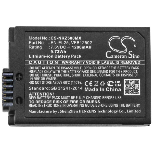 1280mAh for Nikon Z50,Z50 ZFC,Z30,Z FC Mirrorless-115023