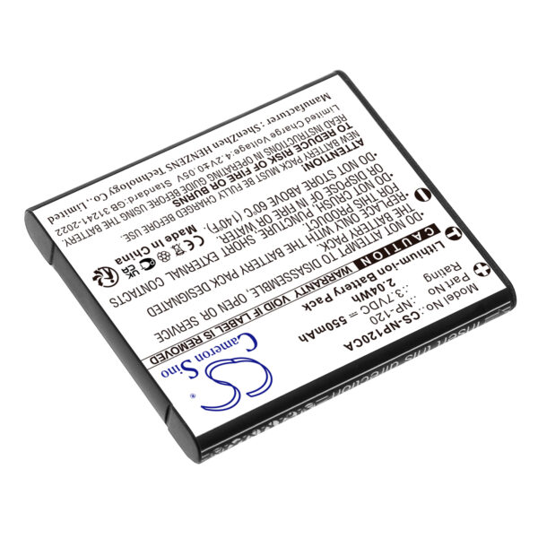 550mAh for Casio Exilim EX-S200,Exilim EX-S200BE,Exilim EX-S200BK,Exilim EX-S200EO,Exilim EX-S200PK,Exilim EX-S200SR,Exilim EX-ZS10,Exilim EX-EX-S200BK,Exilim EX-ZS10BE,Exilim EX-ZS10RD-115420