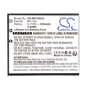 550mAh for Casio Exilim EX-S200,Exilim EX-S200BE,Exilim EX-S200BK,Exilim EX-S200EO,Exilim EX-S200PK,Exilim EX-S200SR,Exilim EX-ZS10,Exilim EX-EX-S200BK,Exilim EX-ZS10BE,Exilim EX-ZS10RD-115421
