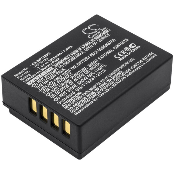 Replaces battery for Fujifilm NP-W126, NP-W126S, 1020mAh-0