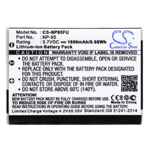 Replaces battery for Fujifilm NP-95, 1800mAh-115770