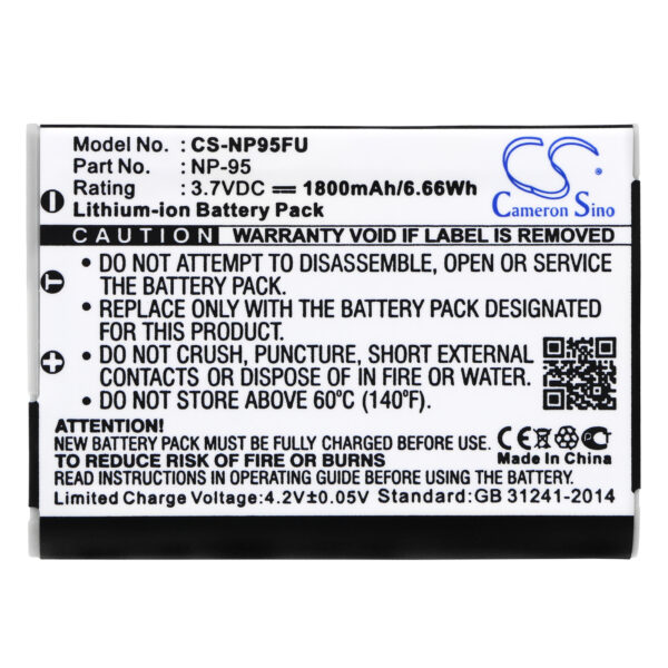 Replaces battery for Fujifilm NP-95, 1800mAh-115770