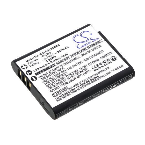 Replaces battery for Pentax D-LI96, WG-1000, 890mAh-0 Replaces battery for Pentax D-LI96, WG-1000, 890mAh-0