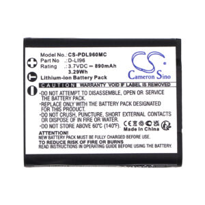 Replaces battery for Pentax D-LI96, WG-1000, 890mAh-114907