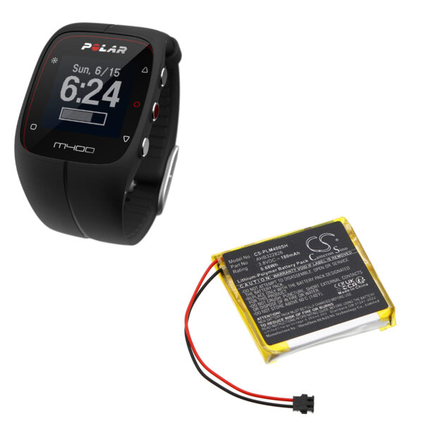 Replacement Battery for Polar GPS Sport Watch M400, GPS Sport Watch M430, Li-Polymer 180mAh-120386