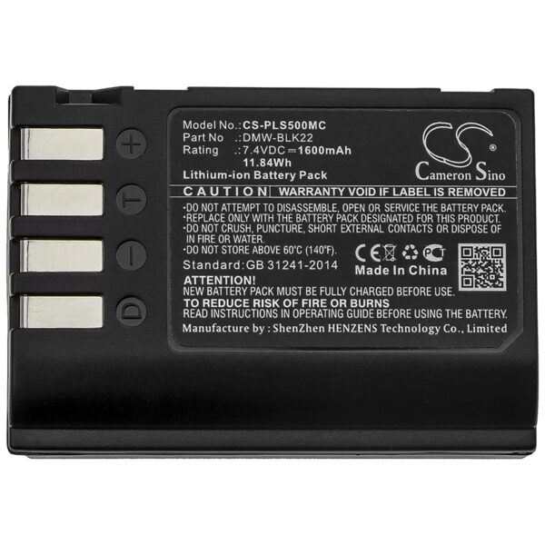 1600mAh for Panasonic Lumix DC-S5,Lumix DC-S5K,Lumix GH5,Lumix G9,Lumix GH5S-115067