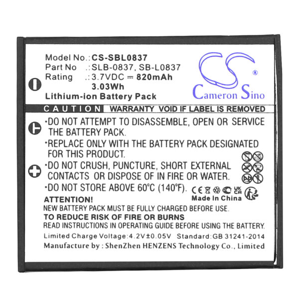 820mAh for Samsung Digimax i6 PMP,Digimax L50,Digimax L60,Digimax L70,Digimax L80,Digimax i70,Digimax i70S,Digimax L700,Digimax L700S,Digimax L73-115794