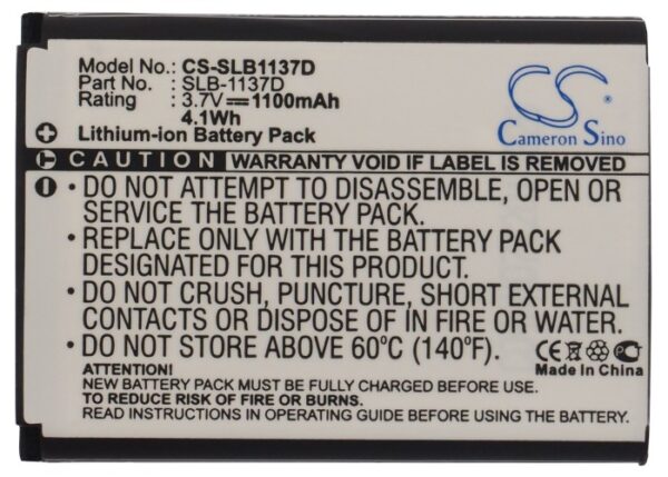 1100mAh for Samsung Digimax L74W,NV100HD,NV106 HD,NV30,NV11,i80,NV103,NV40,L74 Wide,TL34HD-115740