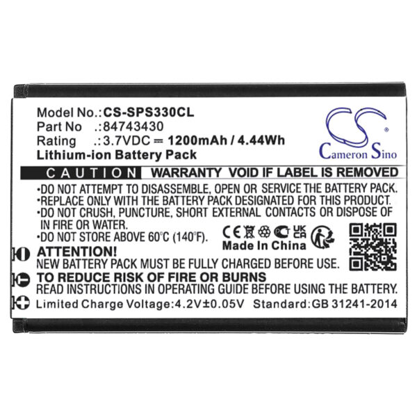 Replacement Battery for Spectralink S33, S33 DECT, S35, S37, BT229865, Lithium-ion 1200mAh-117028