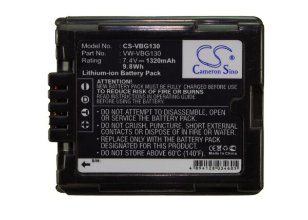 1320mAh for Panasonic HDC-SD9,HDC-HS9,HDC-SD5,HDC-SD1,HDC-SX5,SDR-H60,SDR-H40,SDR-H50,SDR-H41,SDR-H200-115455
