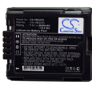 2640mAh for Panasonic HDC-SD9,HDC-HS9,HDC-SD5,HDC-SD1,HDC-SX5,SDR-H60,SDR-H40,SDR-H50,SDR-H41,SDR-H200-115460