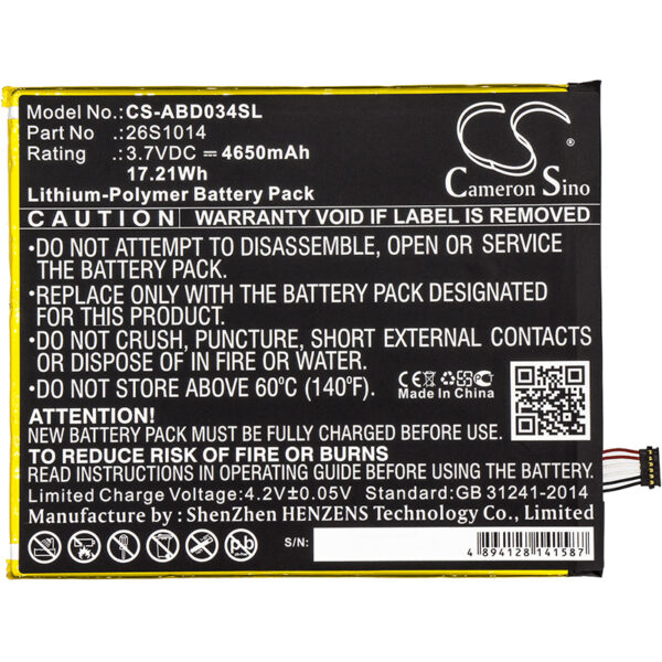 4650mAh for Amazon Kindle Fire 8 7 Generation,SX034QT,Kindle Fire 8.7,SX0340T,L5S83A,Kindle Fire HD8 8TH-126836