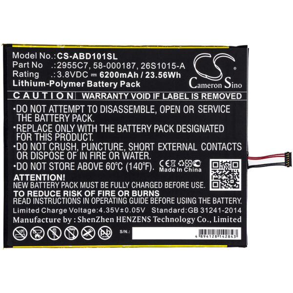 6200mAh for Amazon Kindle Fire HD 10.1,Kindle Fire HD 10.1 7th,SL056ZE-126828