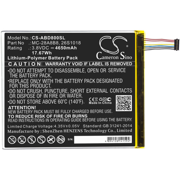4650mAh for Amazon Kindle Fire HD 8,PR53DC-126840