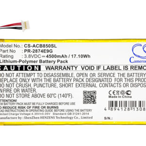 4500mAh for Acer Iconia One 8 B1-850,A6001,B1-850-K35X-126989