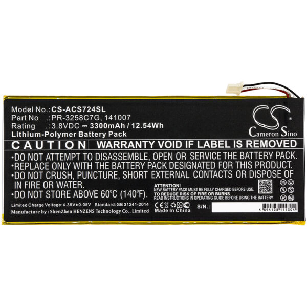 3300mAh for Acer Iconia Talk S,A1-734-126804