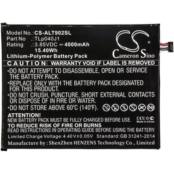 4000mAh for Alcatel A30 Tablet,A30 Tablet 4G LTE,9024W,8082,Joy Tab,9029Z-126964