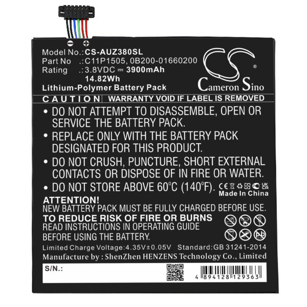 3900mAh for Asus ZenPad 8.0 Z380C,ZenPad 8.0 Z380CX,ZenPad 8.0 Z380KL,P022,P024,ZenPad Z380C,ZenPad Z380CX,ZenPad Z380KL-127001