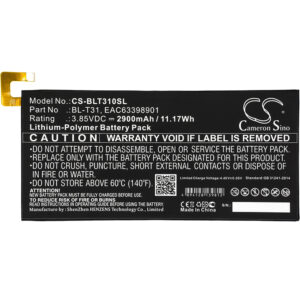 2900mAh for LG G Pad F2 8.0,G Pad F2 8.0 LTE,LK460-126865