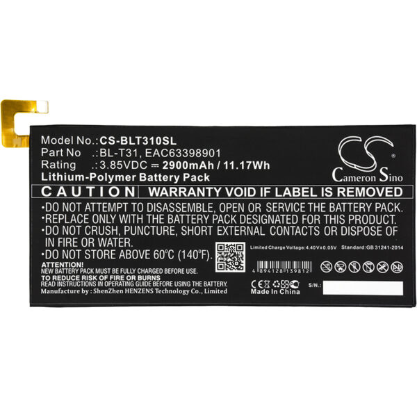 2900mAh for LG G Pad F2 8.0,G Pad F2 8.0 LTE,LK460-126865
