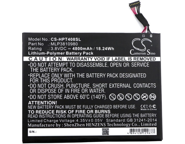 4800mAh for HP Pro Tablet 408 G1,I508O,T5L65PA,L4A35UT-126993