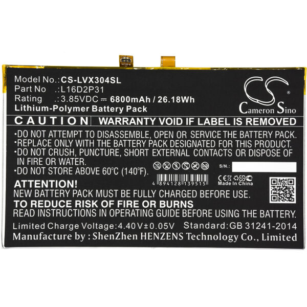 6800mAh for Lenovo Tab 4 10,Tab 4 10.1,TB-X304F,TB-X304F/L,TB-X304L,TB-X304F-ZA2J0030SE,TB-X304F/N,TAB4 10-ZA2J0030SE,TB-X605FC-126877