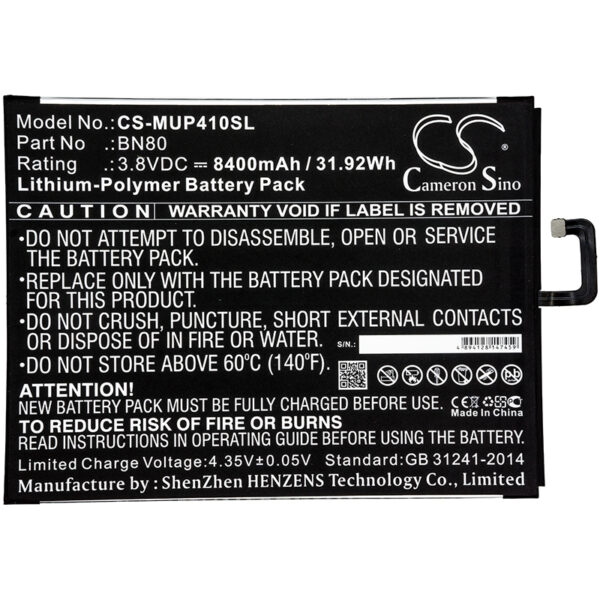 8400mAh for Xiaomi Mi Pad 4 Plus-126789