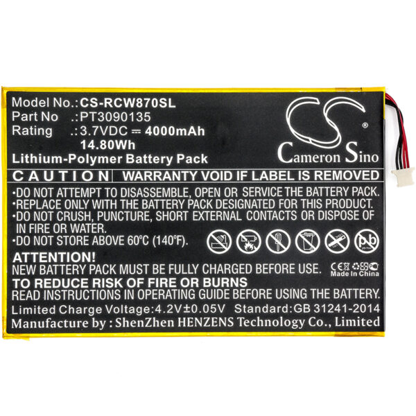4000mAh for RCA Galileo Pro 11.5",RCT6513W87,Viking Pro 10,RCT6303W87,RCT6303W87DK,W101SA23T1,W101 Cambio,RCT6513W87M,Cambio,Galileo Pro-126944