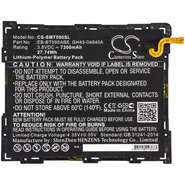 7300mAh for Samsung SM-T590,SM-T595,Galaxy Tab A 10.5 2018,Galaxy Tab A 10.5 2018 TD-LTE,Galaxy Tab A2 XL,SM-T590NZAATGY,SM-T590NZBAXSP-126808