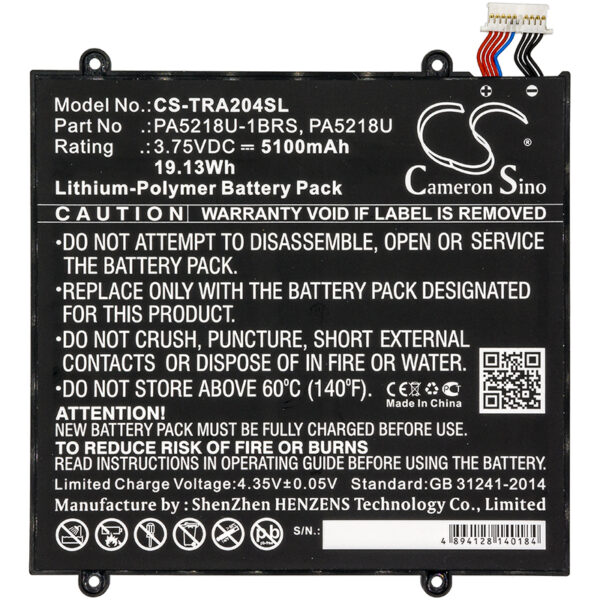 5100mAh for Toshiba Excite A204,Excite A204 AT10-B-126853